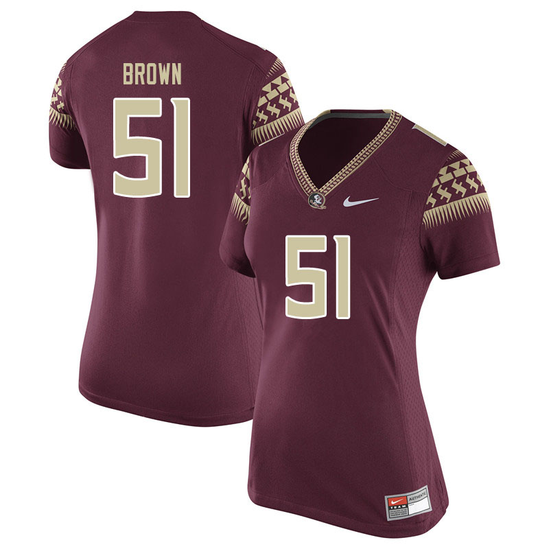 Women #51 Josh Brown Florida State Seminoles College Football Jerseys Sale-Garent